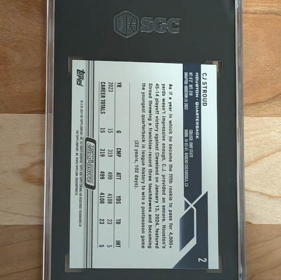 2023 Topps Chrome CJ Stroud Rookie Card Texans SGC 9 Mint - Picture 2 of 2